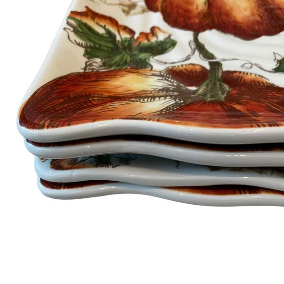 Maxcera PUMPKIN PATCH Dinner Plates 11in Square Set of 4 Thanksgiving New - Picture 14 of 16